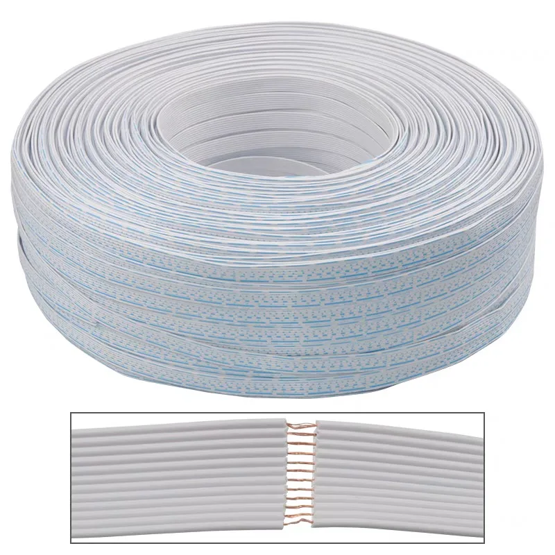 Kabel datar UL2468 kabel 20awg 26 0.16ts OD1.8 3.6mm kabel PVC kabel putih ganda kabel speaker datar berliku - Gambar 2